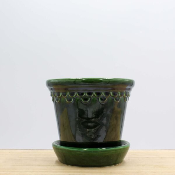 Copenhagen Terracotta Pot and Saucer - Emerald 12cm