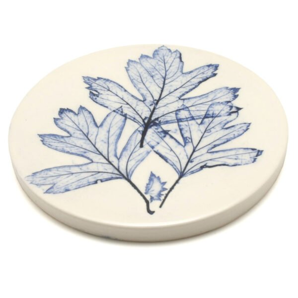 Pressed Leaf Coaster Blue