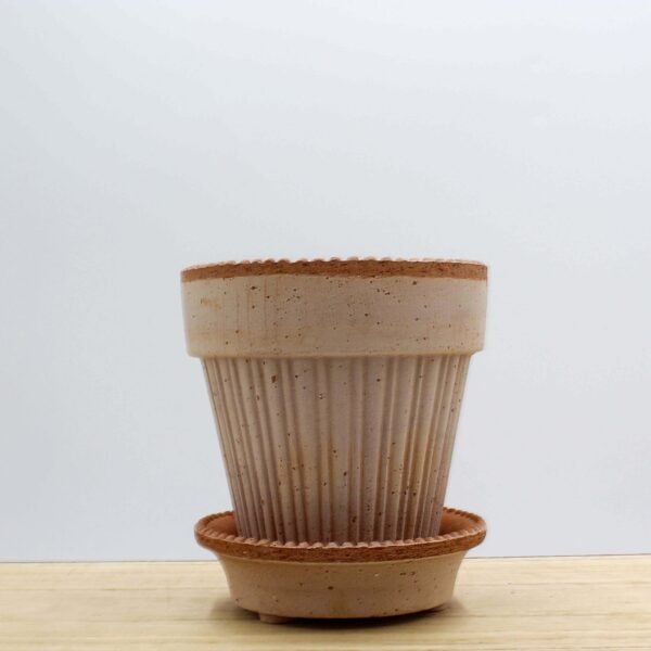 Simona Terracotta Pot and Saucer - Raw Rosa 14cm